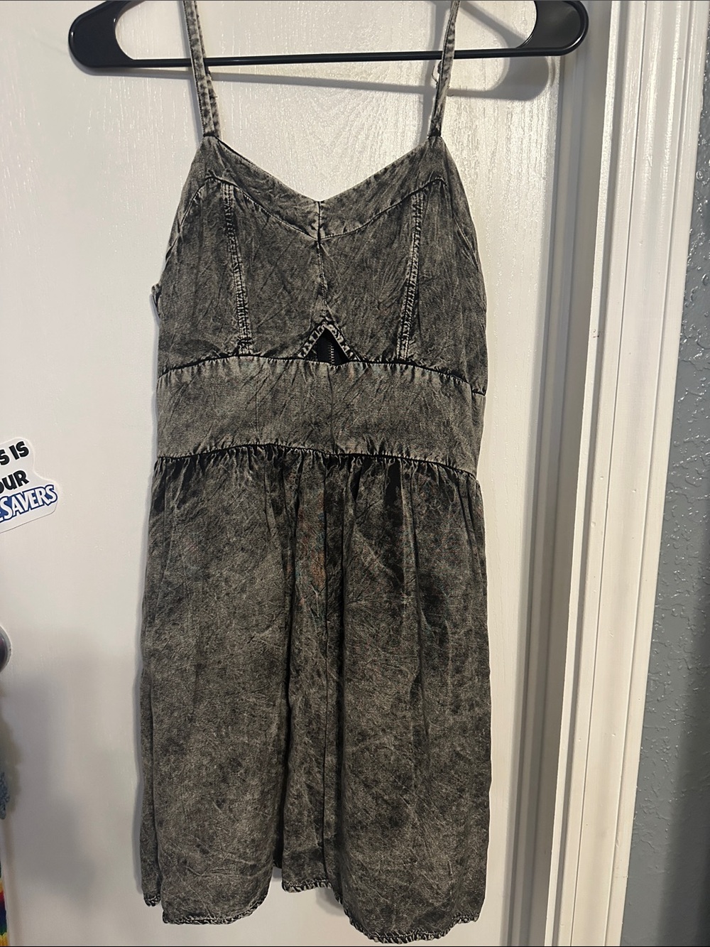 Washed Black Spaghetti Strap Dress